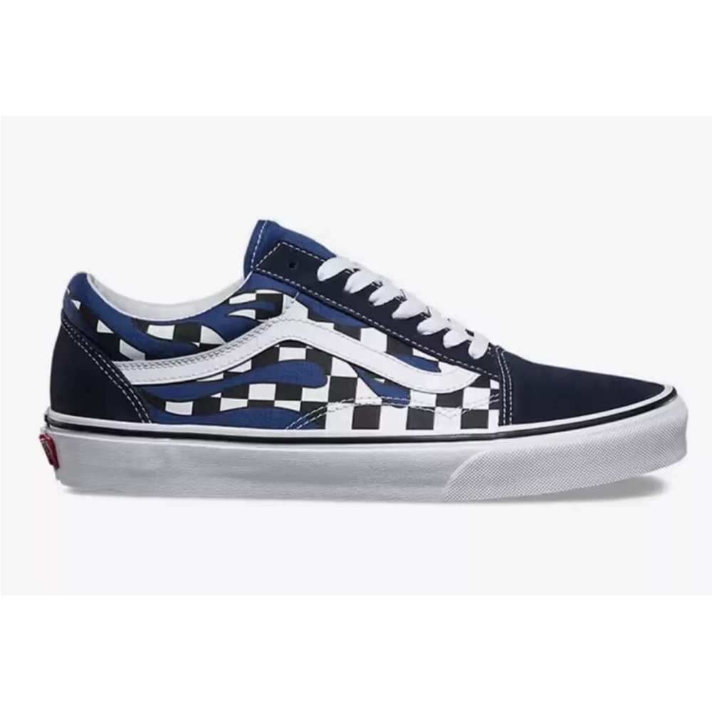 COPY - Vans Old Skool Checkerboard Flame Blue White Black Men Sz 8.5  Women 10 …